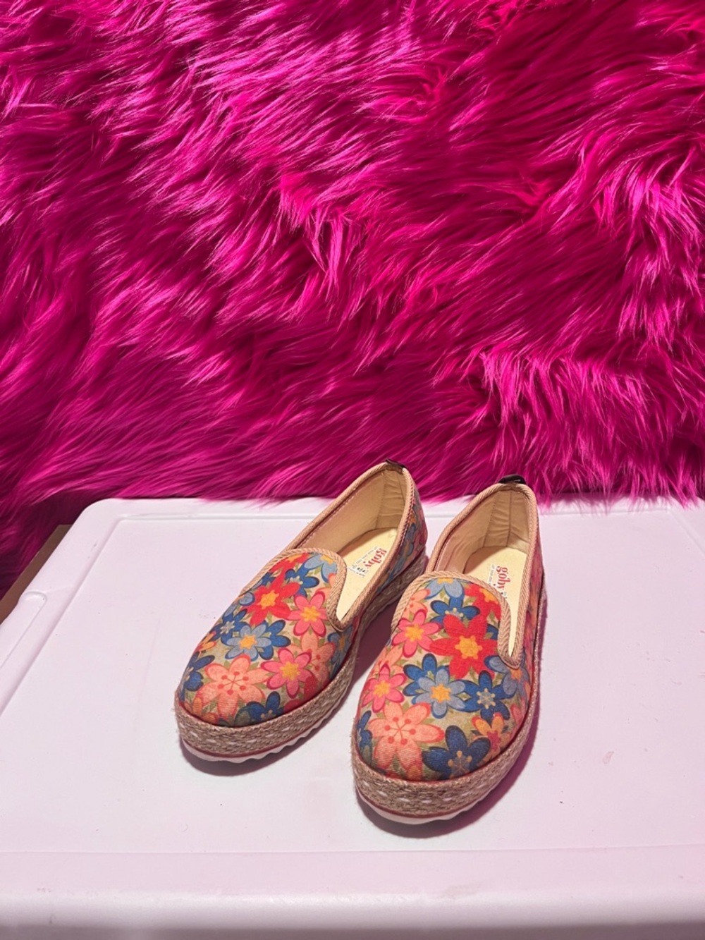 Ladies Flowers Print Goby Shoes